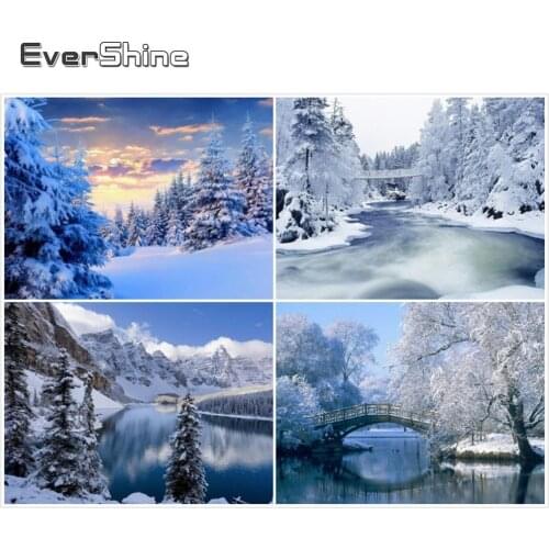 EverShine Diamond Painting Full Square Scenery Winter Diamond Embroidery Tree Picture Of Rhinestones Mosaic Crystal Home Decor