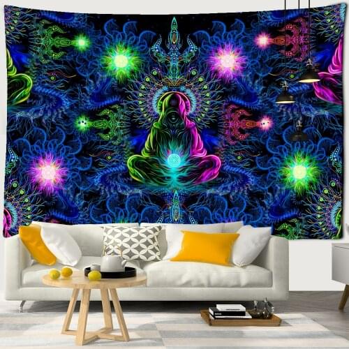 Meditators Tapestry Wall Hanging Viking Hippie Bohemian Psychedelic Mystical Witchcraft Art Home Decor