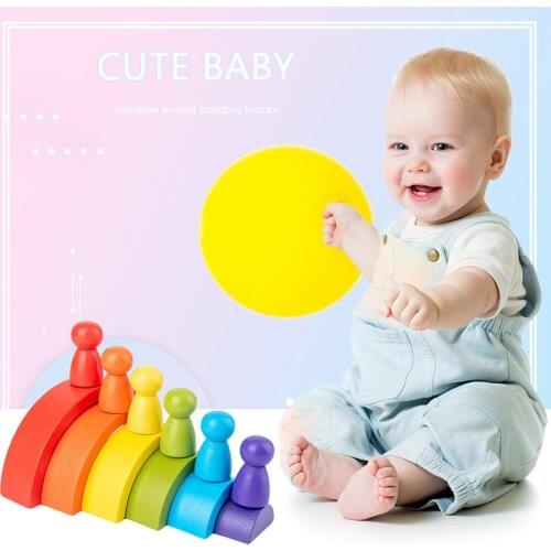 Hot sale Rainbow Building Blocks Toys Set Toys Rainbow Stacking Arch Wooden Stacker Toys for Kids Creative Building Blocks#37