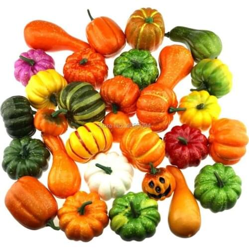 Gresorth 30 PCS Fake Pumpkins Collection Artificial Pumpkin Home Party Halloween Decoration