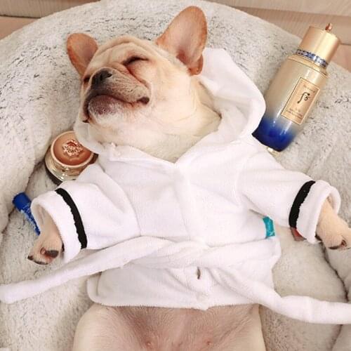 Dog Bathrobe Coral Cashmere Thickened Pet Hoodie Nightgown Pajama Dog Bathrobe Super Absorbent Towel for puppy Dogs Cats