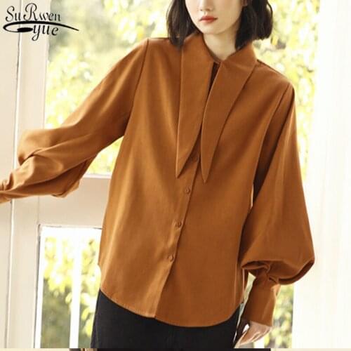 Cotton Woman Shirt Casual Plus Size Blouse Women 2021 Autumn Solid Lady Tops Elegant Full Korean Office Lady Clothes 10471