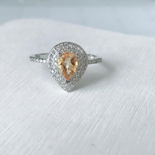 Natural citrine Ring Natural yellow crystal Ring S925 sterling silver trendy luxurious heavy womens girl party Jewelry