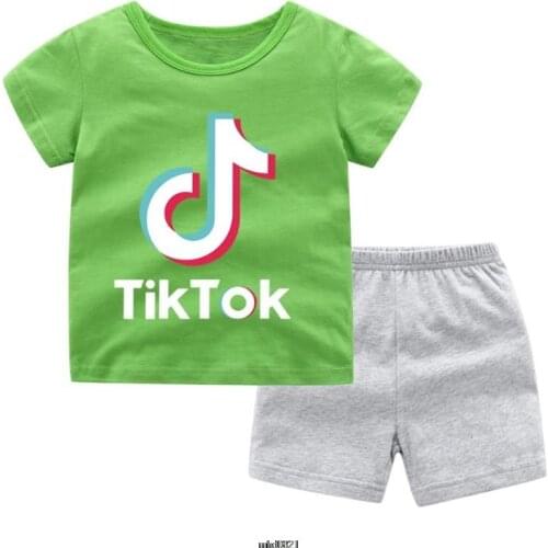 Tik Tok Summer Boys Clothing Sets Kids Clothes Suit Infant Girl Shortsleeved T-shirt+shorts 2 Piece Set Children Roupas Infantil