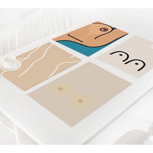 Abstract Body Line Plate Mat Modern Art Fabric for Table Creative Illustration Tableware Pads Linen Cloth Craft Female Torso