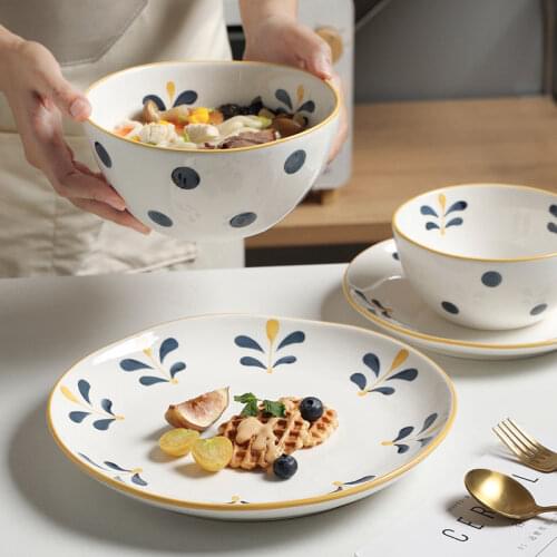 Creative hand-painted ceramic bowl good-looking instant noodle bowl network red person single microwave oven lovely dish plate