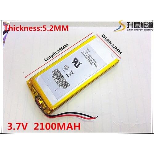 3.7V 2100mAh 524288 Lithium Polymer Li-Po li ion Rechargeable Battery cells For Mp3 MP4 MP5 GPS mobile bluetooth