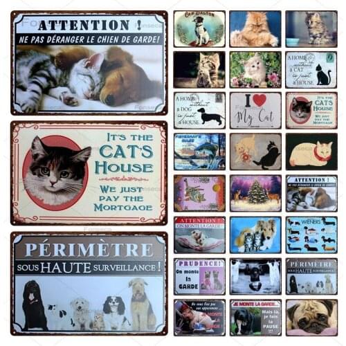 Its a Cat House/i Love My Cat Metal Tin Signs Retro Plaque Home Decoration Pet Shop Wall Art Vintage Animals Iron Painting