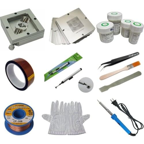 BGA Repairing Kit Jig Stencils 90mm 250K Solder Balls Solder Flux Paste For Reballing Game Console Desktop Chip