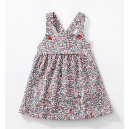 New Autumn Girl Dresses Stretch Corduroy Wide Floral Dresses With Shoulder-Straps Cute Fall Kids Vest Dress 2-7 Years