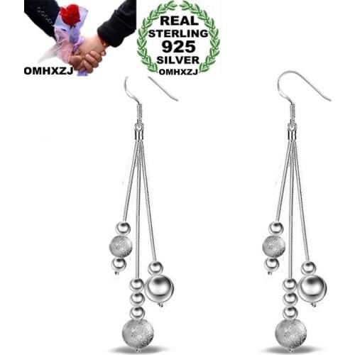 OMHXZJ Wholesale Personality Fashion OL Woman Girl Party Wedding Silver Balls 25 Sterling Silver Earrings YE265