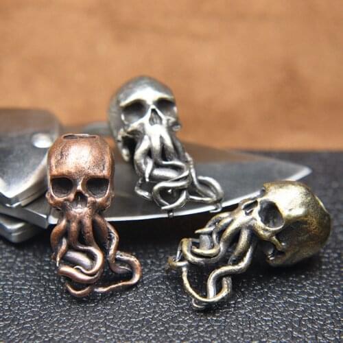 Punk Retro Octopus Skull Face Knife Beads Lanyard Pendants Jewelry Umbrella Rope Hangings EDC Outdoor DIY Paracord Accessories