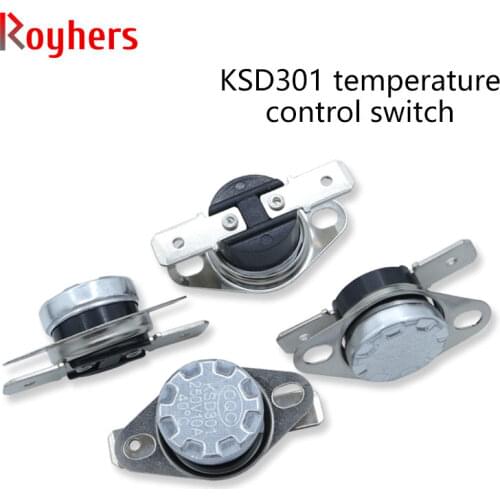 KSD301 Temperature Control Switch 10A Normally Open Normally Closed Button Type Thermostat 0/45/85-180 Degrees 1Pcs