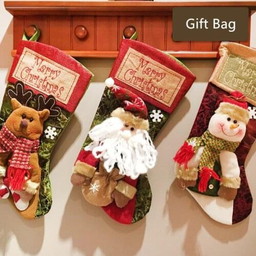 New Year 2020 Gifts Bag Christmas Stocking Christmas Decorations For Home Christmas Socks Christmas Tree Decoration DIY Supplies