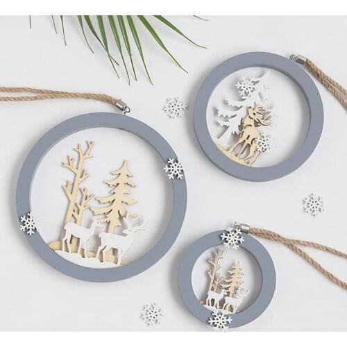 Elk Pendant Forest Shape Carving Craft Wood Handmade Elk Hanging Wall Decor for Gift