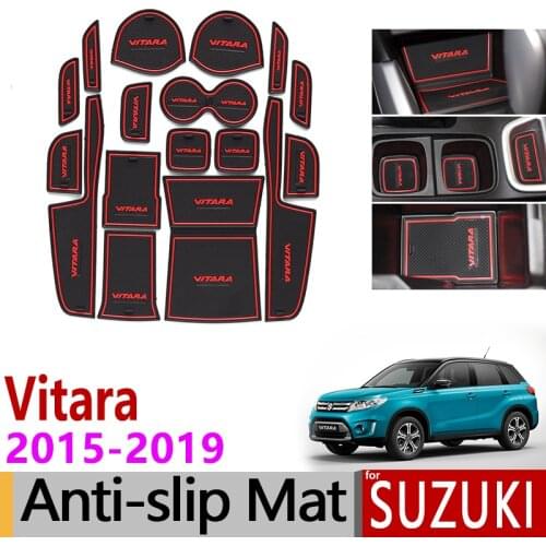 Anti-Slip Gate Slot Mat Rubber Coaster for Suzuki Vitara 2015 2016 2017 2018 2019 LY Escudo Sport Cup Mats Accessories Stickers