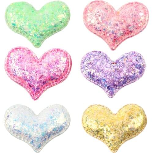 Heart Glitter Powder Non-woven Patch Hair Accessories Headdress Headband Decoration Girls DIY Projects,20Yc9190