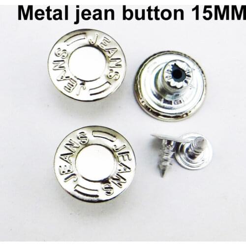 50PCS 15MM Silver Star Jean Buttons Brand Metal Jeans Button Decoration Sewing Clothes Accessories JMB-290