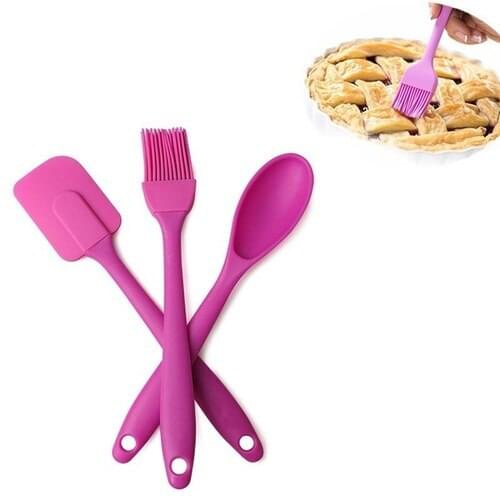 3 pcs / set Silicone Baking Spatula Scraper Tool 1pc Spatula Scraper+ 1 pc Brush + 1 st Spoon Cooking Christmas cake Tools