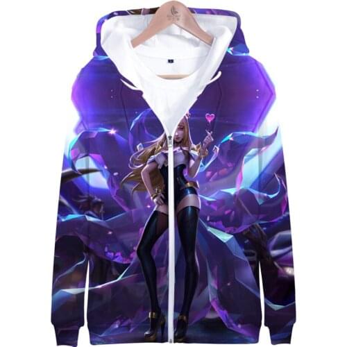 Kda The Baddest 3D Zipper Hooded Hoodie Sweatshirt Men/Women Fashion Casual Pullovers Full Game Song High Quality 2020
