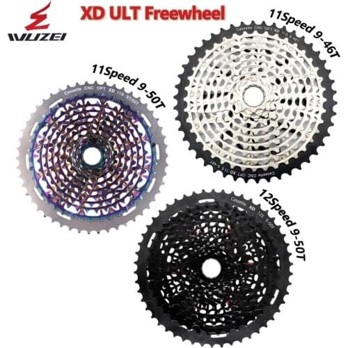 WUZEI 11/12Speed Cassette Ultralight Freewheel 9-42/46/50T ULT MTB Bike Flywheel Black/Silver/Rainbow 370g Compatible with XD k7