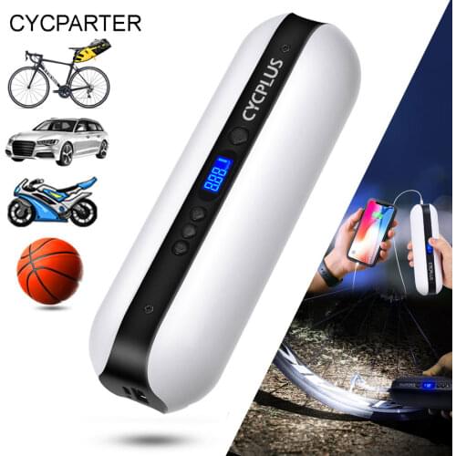 Smart Bike Light CYCPLUS 3 in 1 Mini Electric Bike Pump Bicycle Lamp With Power Bank Bicycle Light Flashlight Bike Accessories