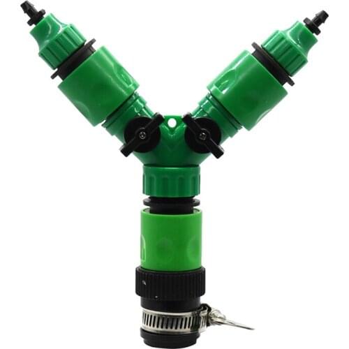 14-24mm Water-tap Universal Y Connector 2-Way Splitters Valve 1/4 Inch Barbed Quick Connector Garden Hose Drip Irrigation 1 Set