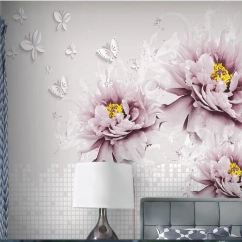 Wellyu Customized wallpaper 3d stereo floral background peony flower new Chinese decorative painting simple abstract wallpaper