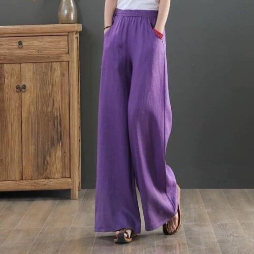 2021 Spring Summer Fashion Women Loose Elastic High Waist Wide Leg Pants Casual Long Trousers Femme Pantalones De Mujer X67