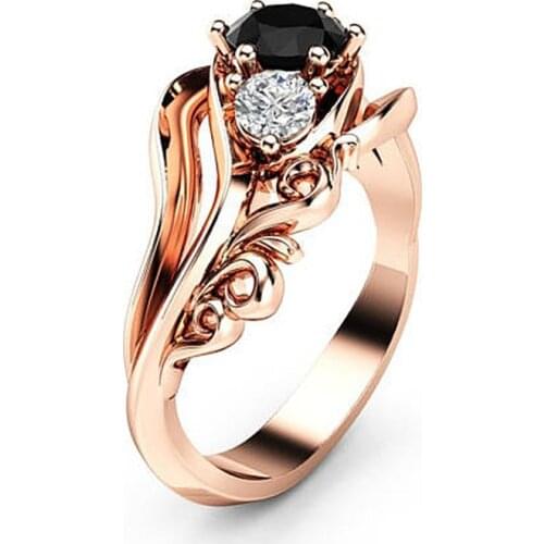 14k Rose Gold Natural Obsidian Gemstone Ring For Women AAA Zircon Diamond S925 jEWELRY Wedding Rings Fine Jewelry Party Gifts
