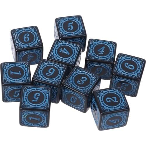 10Pcs D6 Polyhedral Dice Square Edged Numbers 6 Sided Dices Beads Table Board Role Play Game