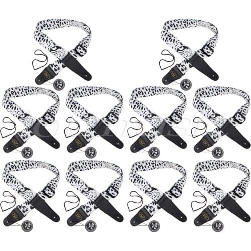 10pcs Soft Strap With Full-grain Leather End For Electric Acoustic Guitar Bass Replacement