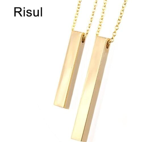 100% Stainless Steel Blank Pendants & Necklaces Statement Cuboid Metal Tag Mirror Polished Wholesale 50pcs