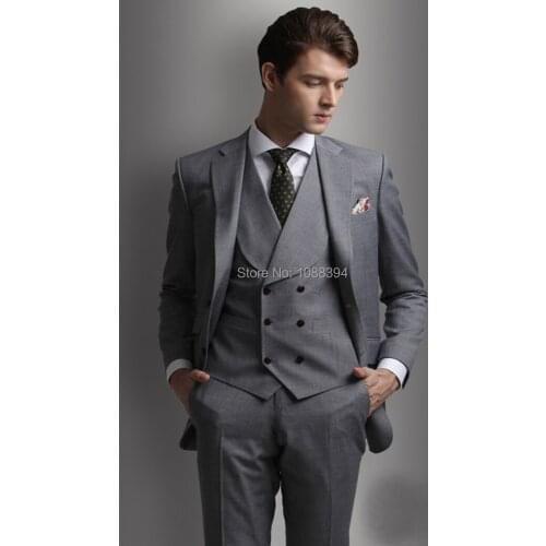 2018 Custom made Mens Grey Suits With Pants Groomsman Formal Wedding Dress Men Wedding Suits Groom Tuxedos Bridegroom 3 Pieces