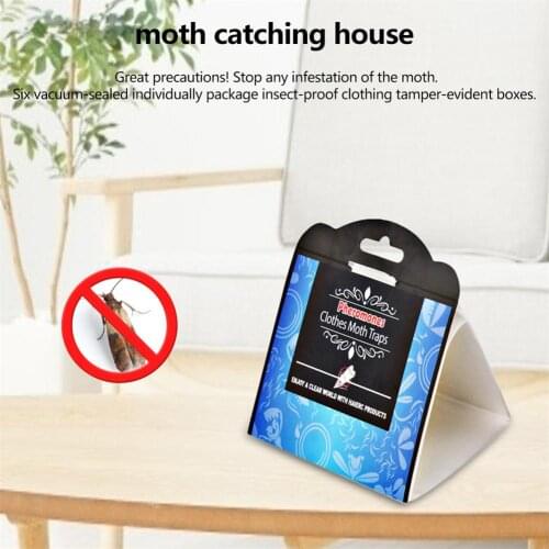 6PCS Moth Traps Non-toxic Odorless Sticky Pheromone Moth Repellent Killer Insect Catcher For Kitchen Closet Moth Catching House