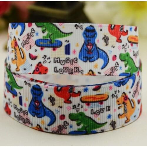 7/8'' 22mm,1" 25mm,1-1/2" 38mm,3" 75mm Dinosaur Printed grosgrain ribbon party decoration 10 Yards X-02501