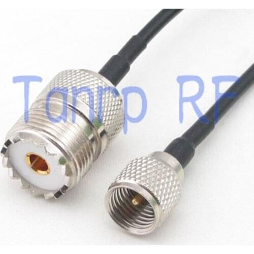 8in mini UHF male PL259 plug to UHF female SO239 RF connector adapter 20CM Pigtail coaxial jumper cable RG174 extension cord