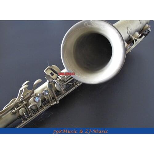 Antique Bronzy Bb Tenor Saxophone High F# With-Black Pearl Buttons