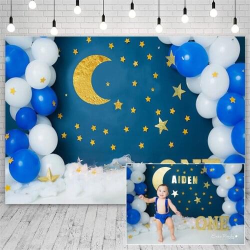 Avezano Photo Backdrops Birthday party Night Stars Moon Balloons Decor Wallpaper Banners Backgrounds Photophone For Photo Studio
