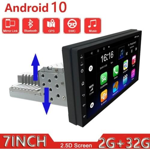 1DIN 7 Inch Car Radio Android 10 Touch Screen 1080P Car Stereo Radio Player Quad-Core GPS Navigation WIFI MP5
