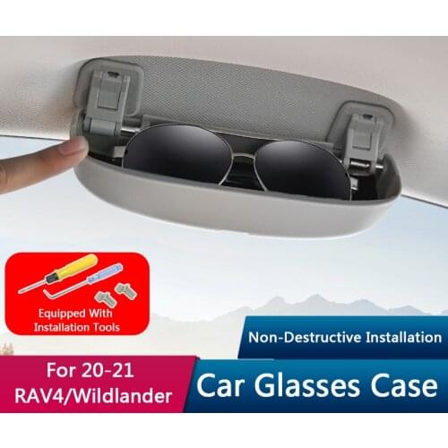 TAJIAN Car Glasses Case Sunglasses Storage Box Interior Accessories Glasses Holder Sun Visor For Toyota RAV4 Wildlander 20-21