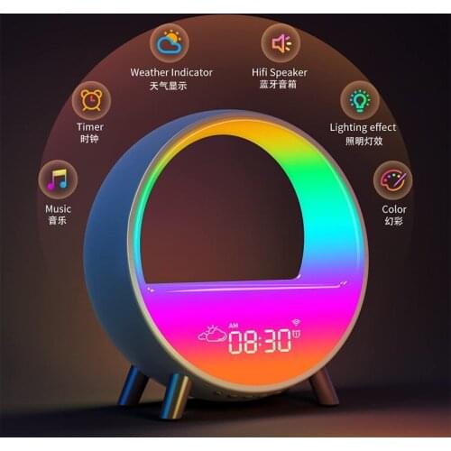Wireless Bluetooth Speaker LED Symphony Light Alarm Clock Colorful Atmosphere Desktop Desk Lamp Bedside Night Light
