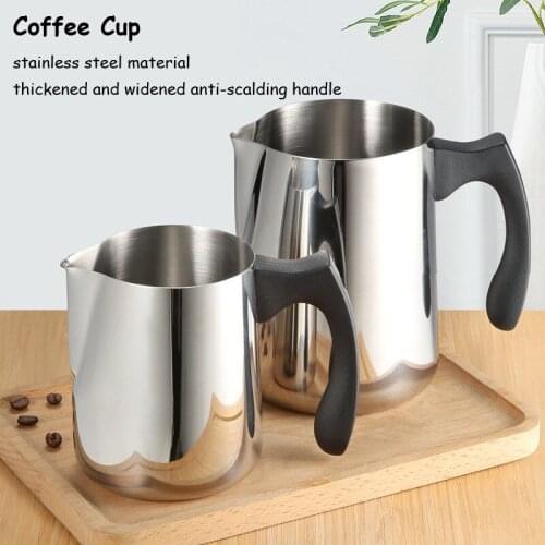 Anti-scalding Black Handle Milk Foam Cup Milk Cup Etched Cylinder Stainless Steel Etched Cup Wax Cup Melting Wax Cup Milk Jugs