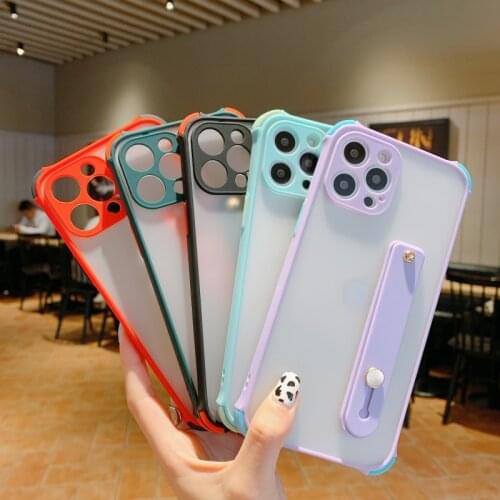 Wristband Bracket Phone Case For Samsung Galaxy S20 FE S10 Plus S21 Ultra S10E S8 S9 Note 20 10 8 9 Lite 2020 Matte Back Cover
