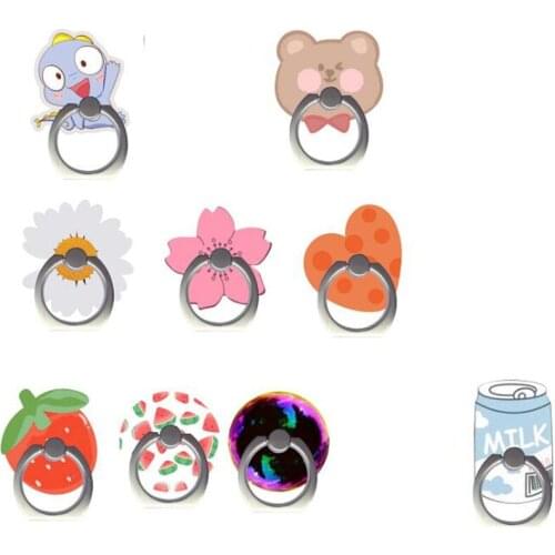 Mobile Phone Holder Stand Bear Flower Milk Finger Ring Smartphone Stand Holder For iPhone Acrylic All Smart Phone