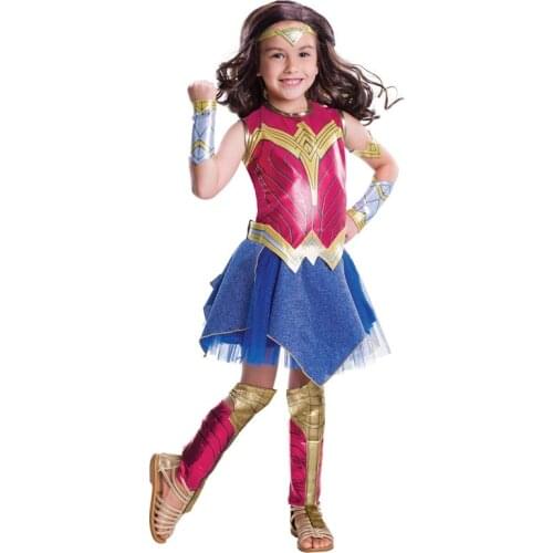 Child Wonder Girl Cosplay Fancy Dress Supergirl Women Halloween Purim Party Costume