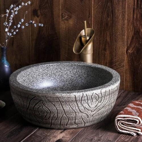 China Artistic Europe Style Counter Top porcelain wash basin bathroom sinks ceramic wash basin grey bathroom sink