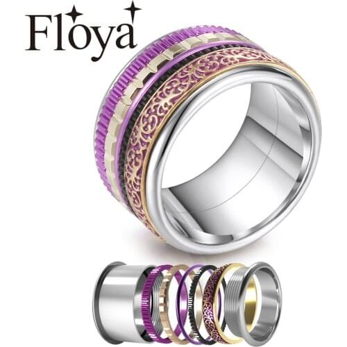 Floya BOHO Stainless Steel Rings Stackable Interchangeable Ring Arctic Symphony Collection Bridal Set Band Ring Anillos Mujer
