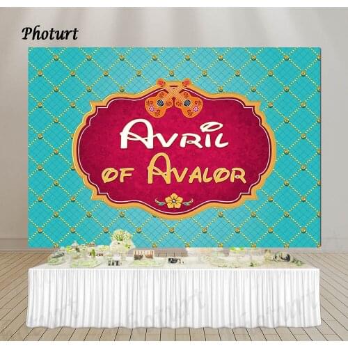 PHOTURT Avalor Princess Backdrop Girl Birthday Party Background Golden Red Frame Guitar Vinyl Banner Photography Studios Props