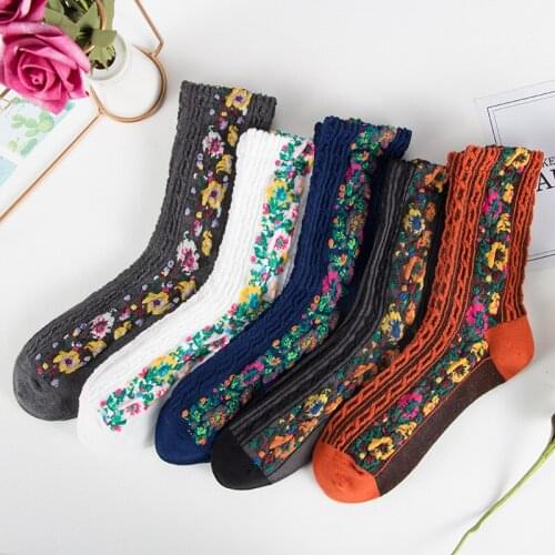Creative Harajuku New Fashion Autumn Warm Tide Socks Funny Sunflowers Vines Flowers Happy Women Socks Casual High Quality Sox